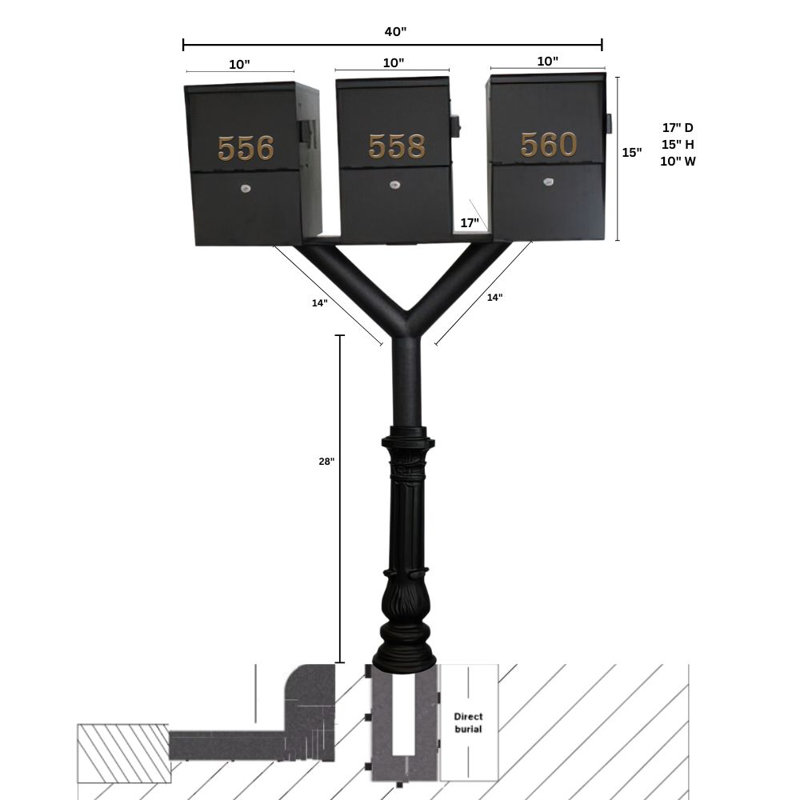 Penfield 77.5'' H Ornate Multi-Mount Post