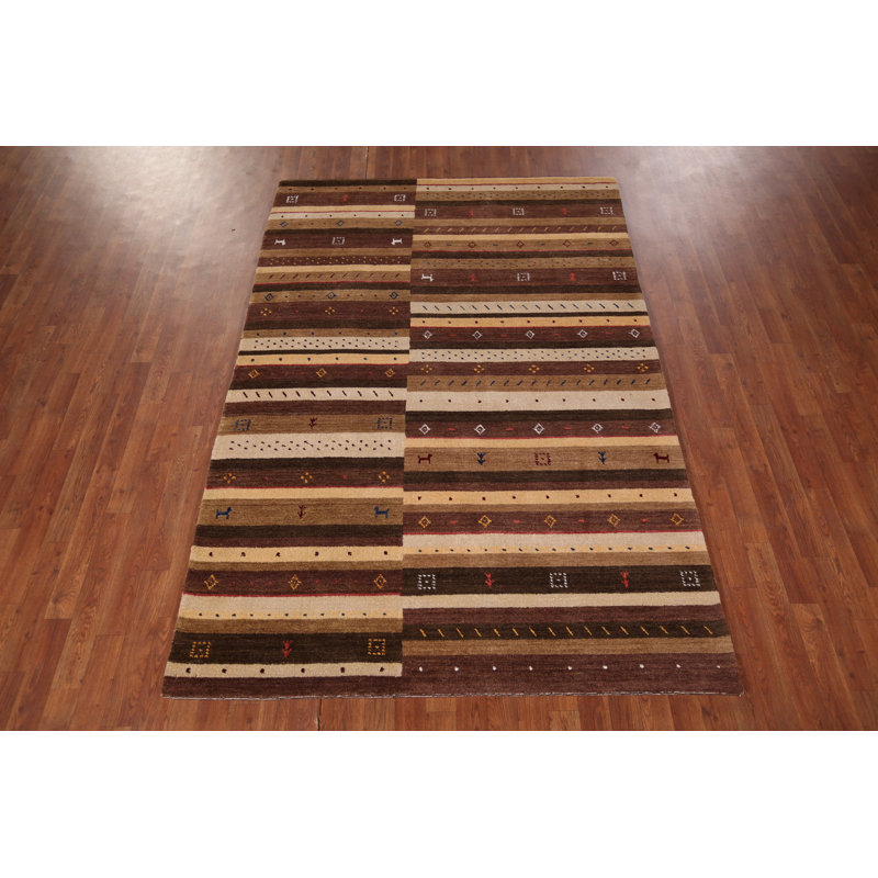 Tapis tribal à rayures Gabbeh 5 x 8 po