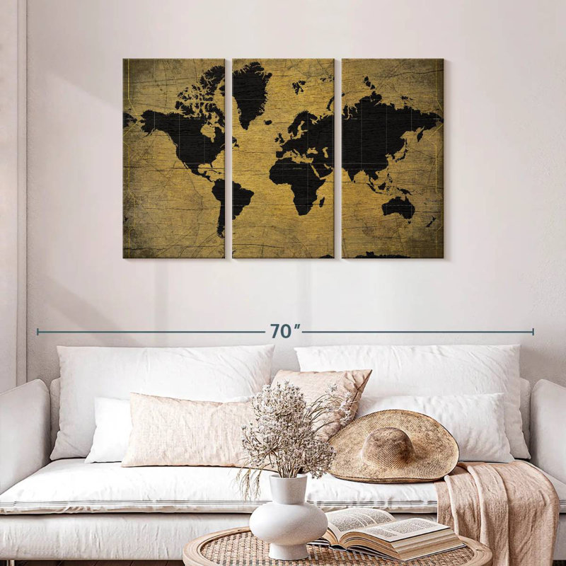 Aliaz Aged World Map XLIII, 28" H x 45" W