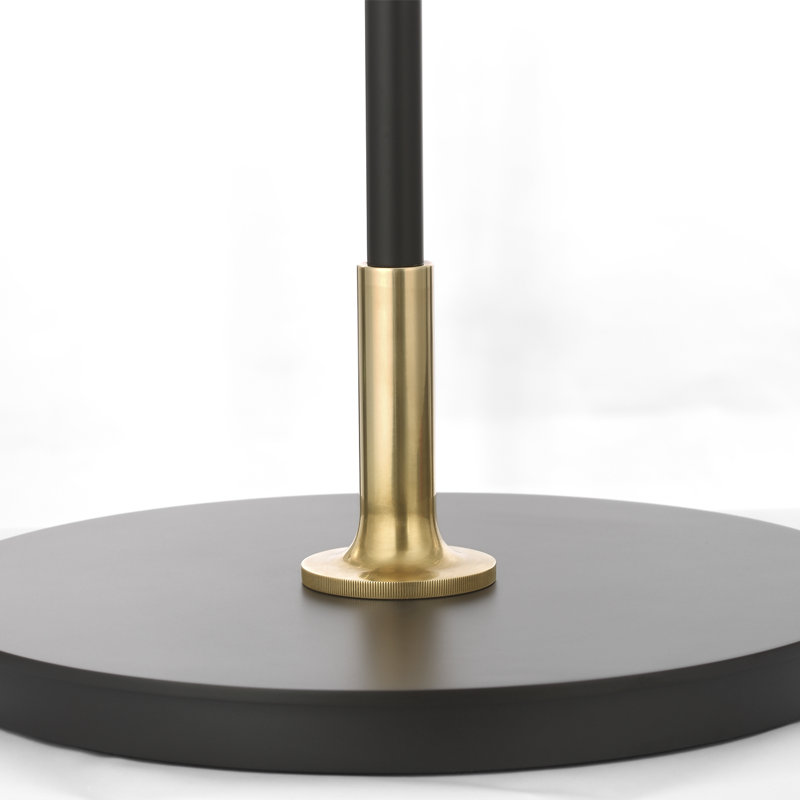 Thomas O'Brien Oso 75" Arc Reading Floor Lamp in Polished Nickel, Iron, Modern Iron/Hand-Rubbed Antique Brass