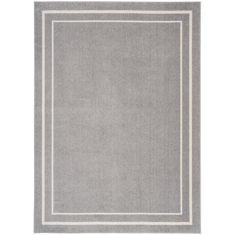 Aseneth Abstract Machine Woven Chenille Indoor/Outdoor Area Rug in Gray, Rectangle 5' x 7'