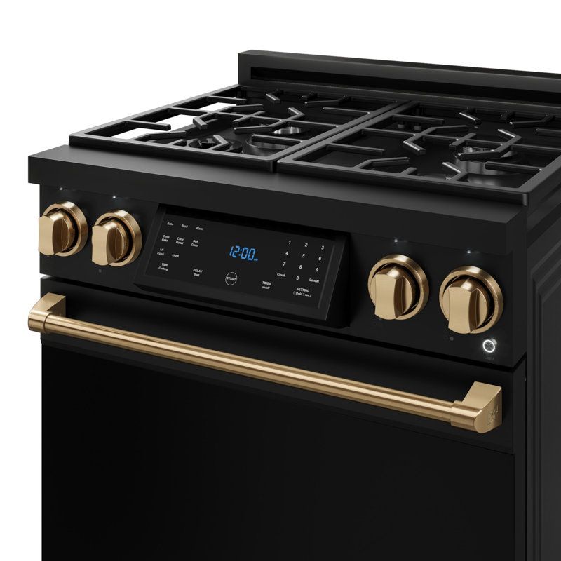 Gordon Ramsay by THOR Kitchen 30 Inch Professional Gas Range with Tilt Panel Touch Control in Black/Bronze, Black, Bronze
