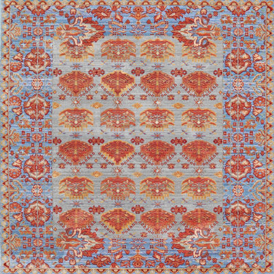 Tapis oriental rouge et bleu