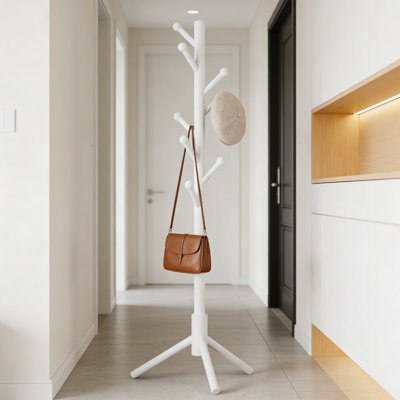 Portemanteau autoportant avec 8 crochets et 3 hauteurs réglables, assemblage facile sans outil pour le vestibule, la chambre à coucher, le couloir et le bureau