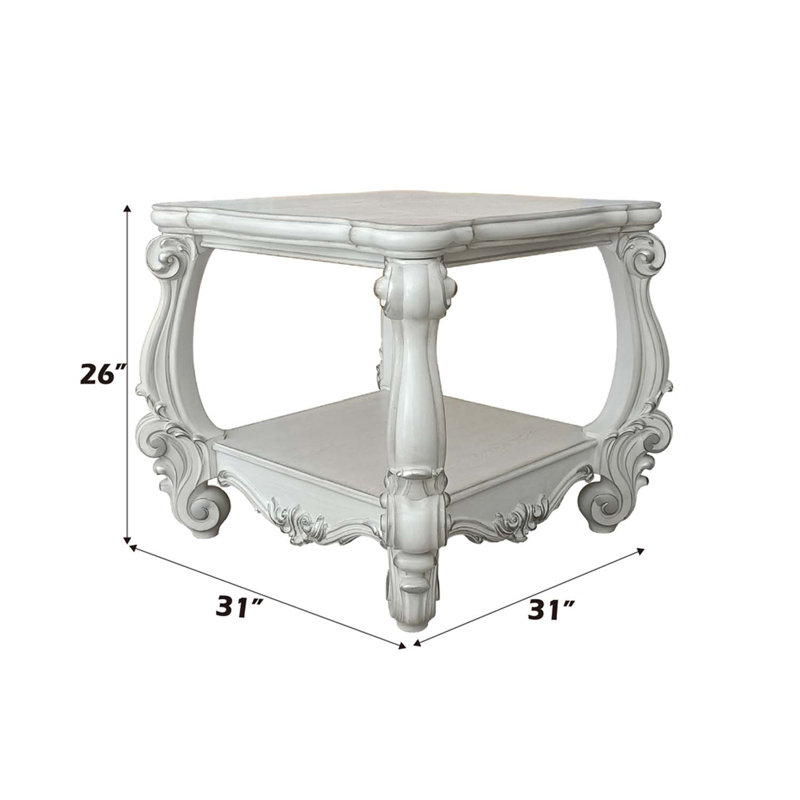 Table de bout Versailles, finition blanc os, Blanc os