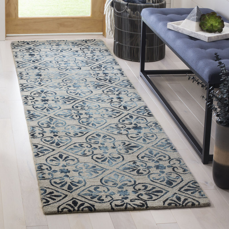 Oakton Hand Tufted Wool Floral Rug, Runner 2'3" x 8'