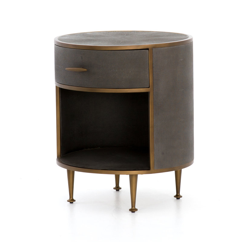 Lynnette Liddell Round Nightstand, Antique Brass