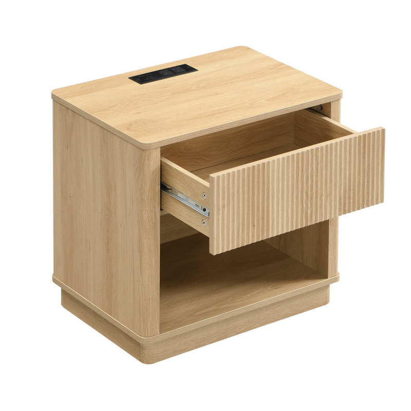 Table de chevet avec prise et port USB (table de chevet uniquement)