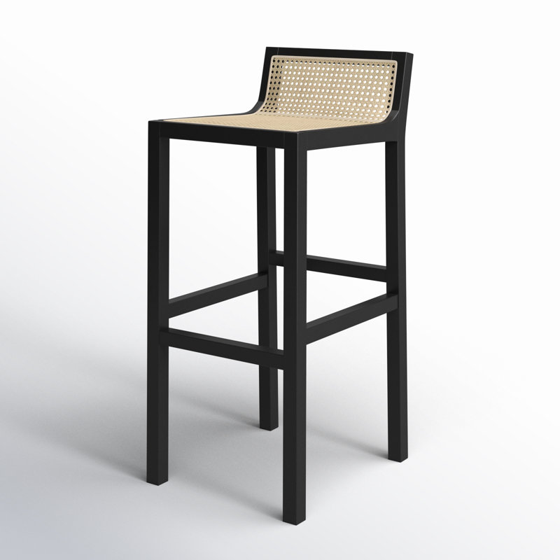 Tabouret de bar et de comptoir McCarthy Cane, Blanc / Naturel, Tabouret de bar (siège d'une hauteur de 31,5 po)