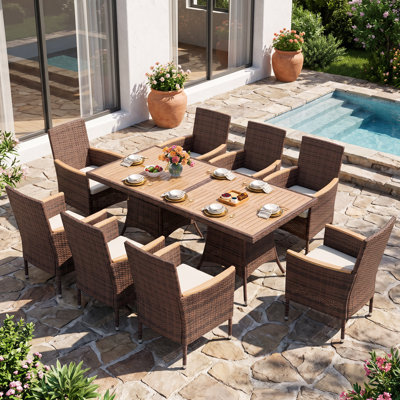 8 - Person Square Outdoor Dining Set With Cushions