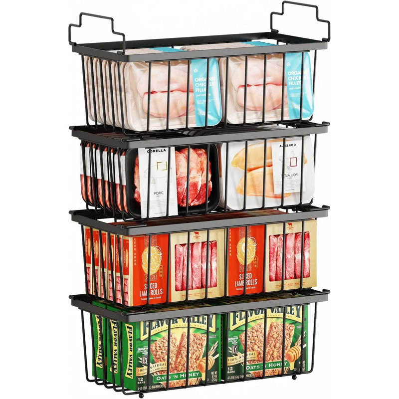 Ensemble de 4 bacs de rangement pour congélateur de 5 à 7 pieds cubes, noir