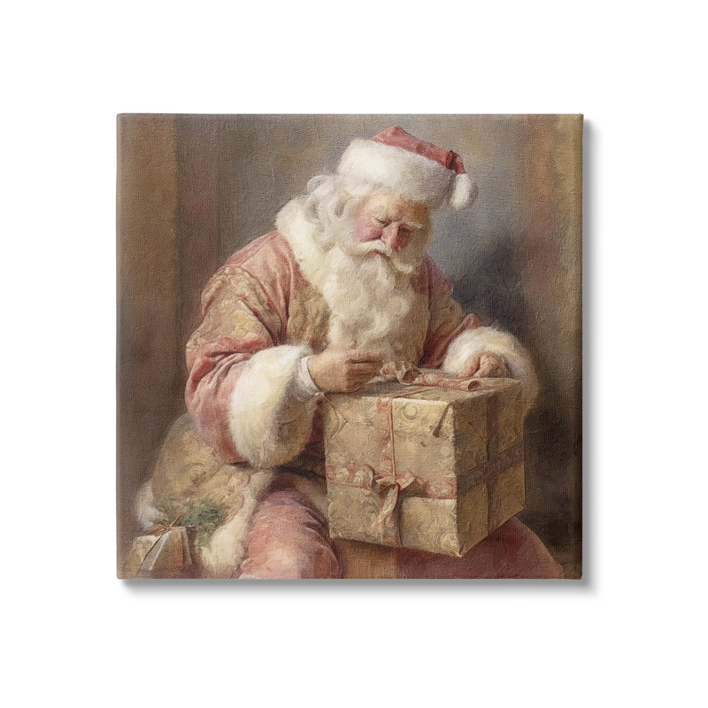 ba-853 - Cadeau de père Noël rétro encadré par Riley B, image unique, estampe numérique encadrée, Giclée encadrée noir minuit