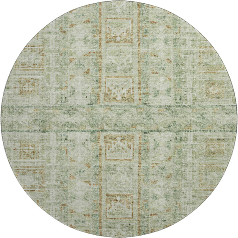 Premium Machine Washable Mayfield Striped Rug, Green, 8' Round