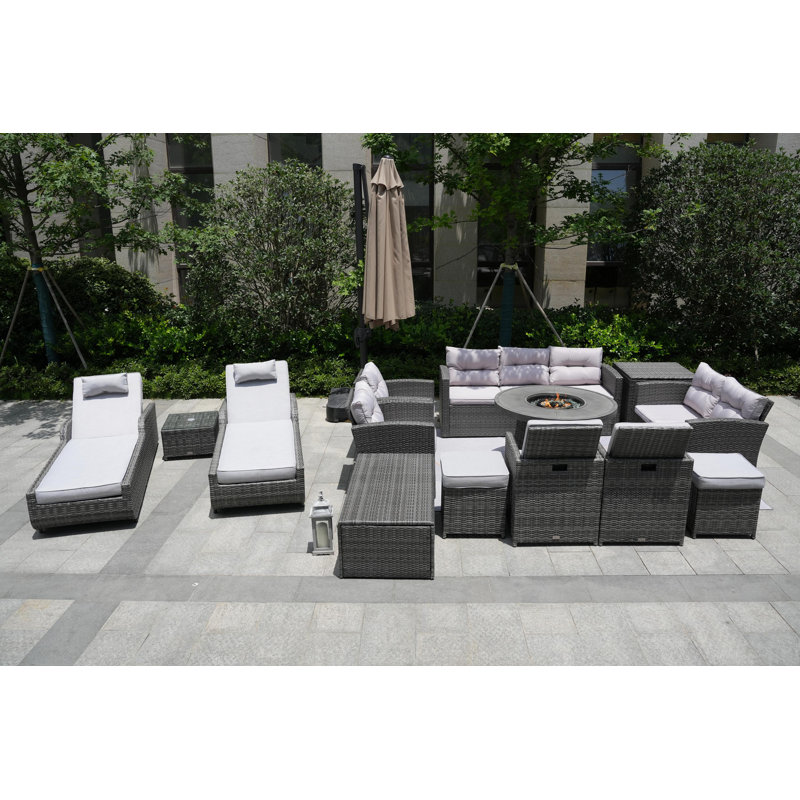 Areefa 13 - Person Patio Conversation Set with Cushions, Gray