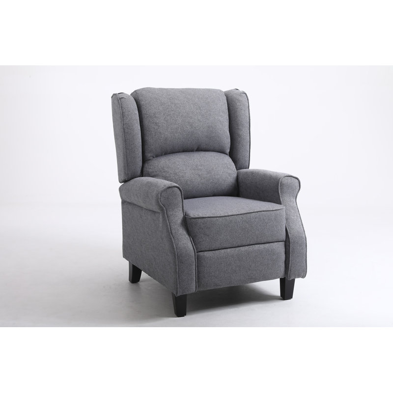 Elianna 78cm Wide Wing Chair Recliner, Blue 100% Linen