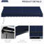 Auvent de patio rétractable 10 pi x 8 pi, fonction manuelle. 280 g / m², fabrication en aluminium robuste. Bleu pour terrasse, balcon, cour Protection solaire avec fonctionnement. Matériau, construction robuste.