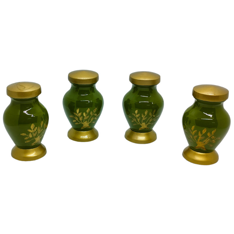 Gold Tree of Life on Black -  Unique design Keepsakes Set of 4 for Ashes, Green