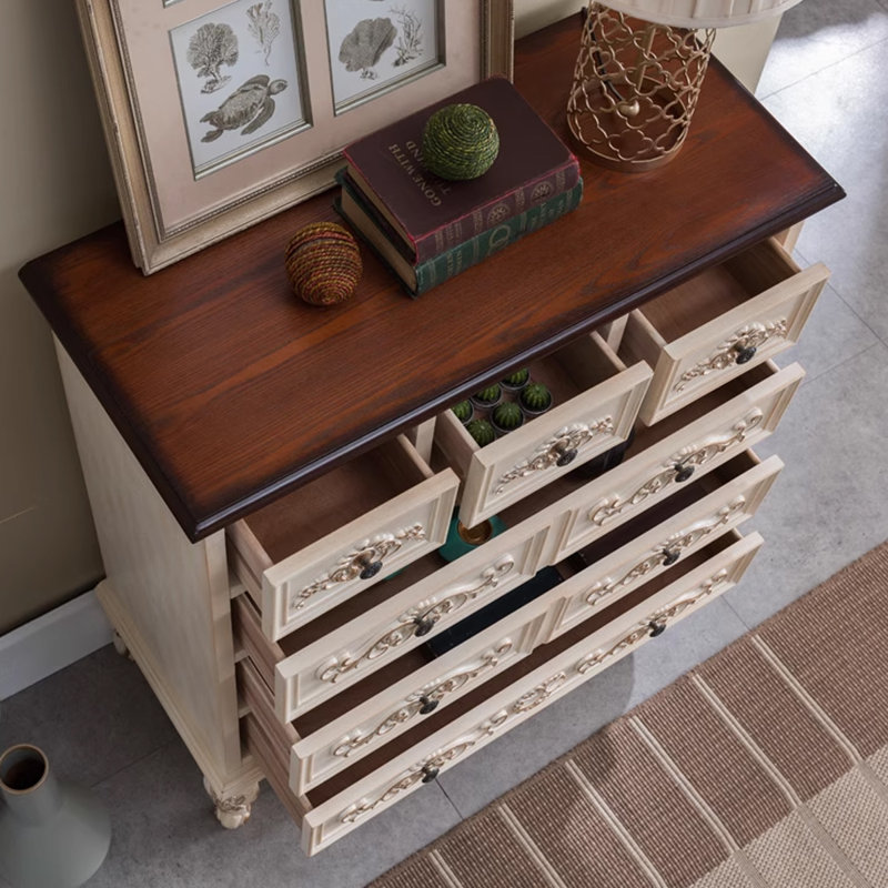 Armoire d'appoint en bois massif et manufacturé, Brun / blanc