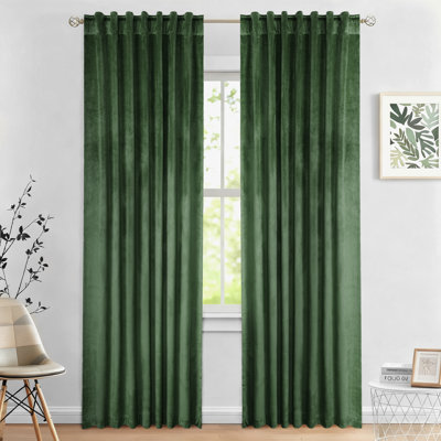Soft Luxurious Velvet Back Tab Blackout Room Darkening Curtain Pair