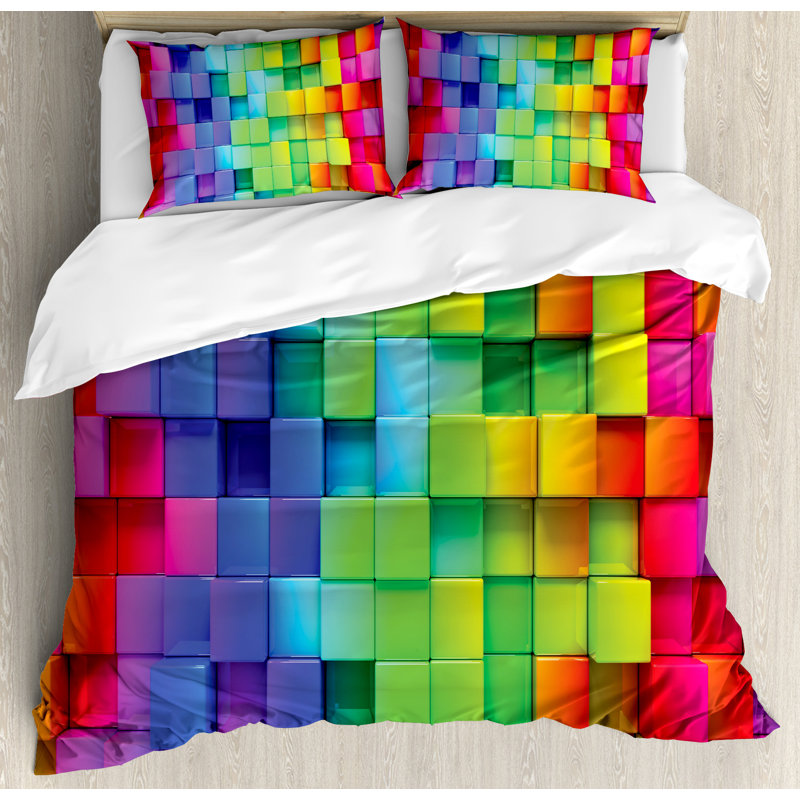 Modern & Contemporary Polyester Geometric Shapes Duvet Cover, King