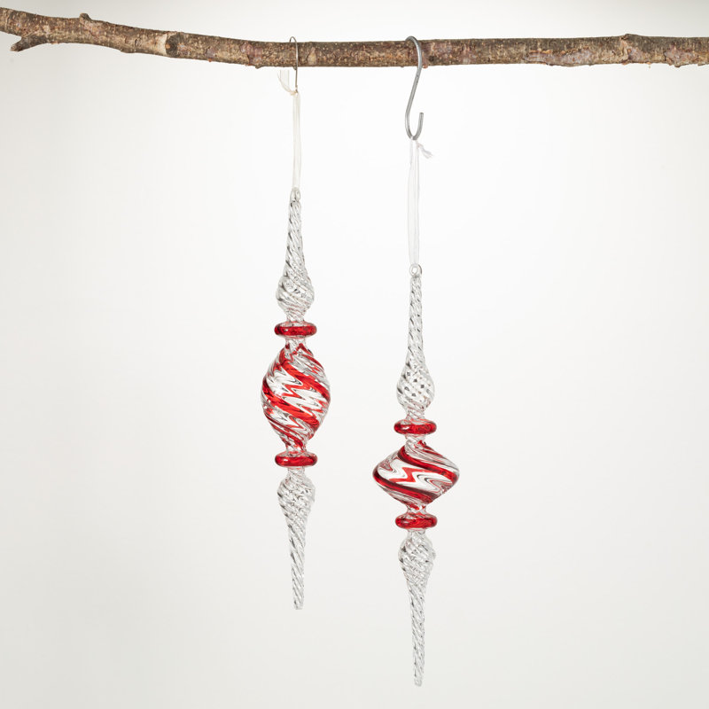 12'' Striped Glass Finial Ornament