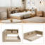 3FT Single Storage Bed Frame 90 x 190cm, MDF & Plywood Multifunctional Bed in White Oak Finish, Sturdy Single Bed for Teens & Adults with Ample Hidden Storage