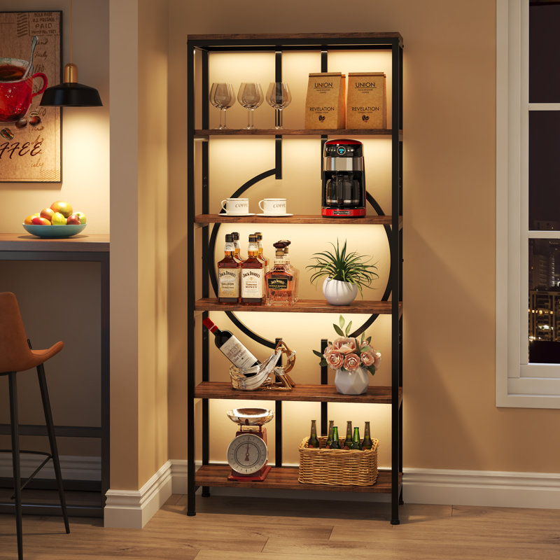 Linsly Etagere Bookcase, Black/Brown