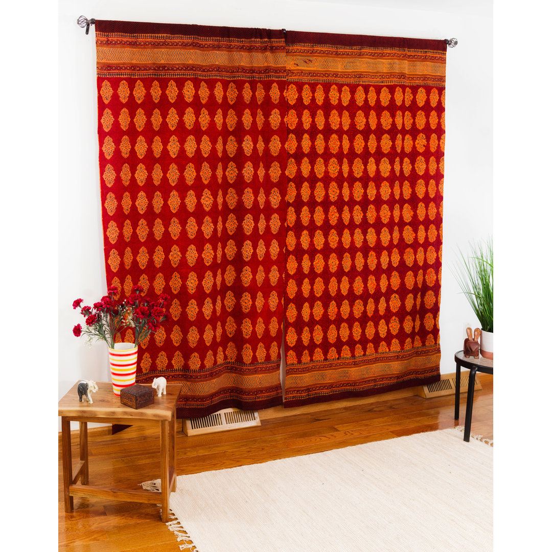 Oreland 100% Cotton Room Darkening Curtain Single Panel World Menagerie Curtain 