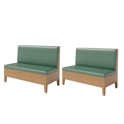 Green Upholstered Solid Wood Benchset Of 2 Faux Leather Upholstered Bench