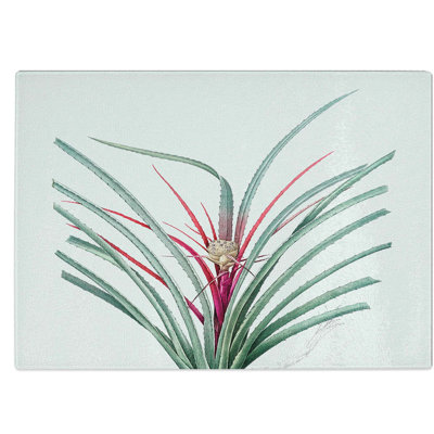 Tempered Glass Plumier's Bromelia Flower by Pierre-Joseph Redoute Chopping Board