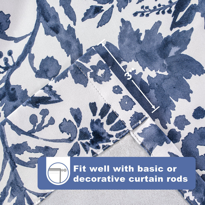 Helzer Blackout Curtain Single Panel, 39" W x 55" L, Navy
