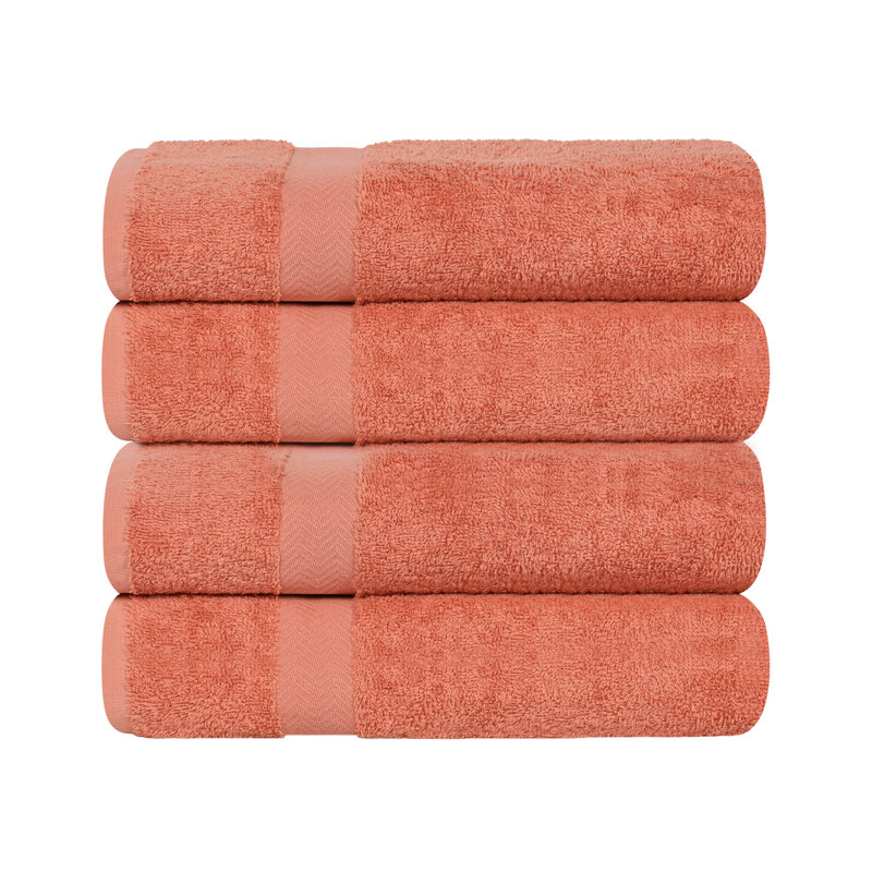  Serviette de bain légère 100% coton à séchage rapide Franklin , Corail, 4 Pieces Towel Set