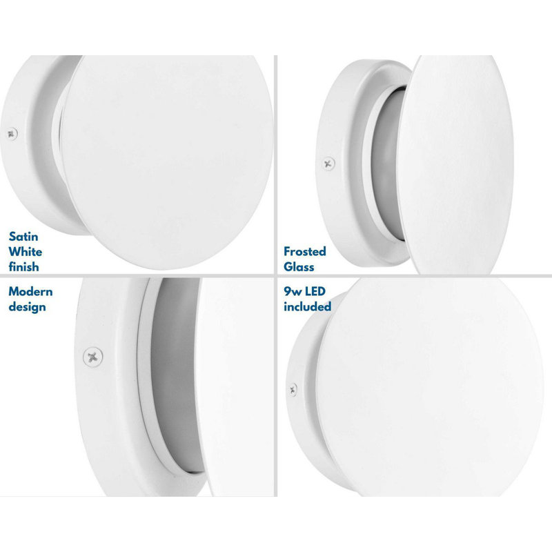 Farie LED Flush Mounted Sconce, White, 9W LED Bulb