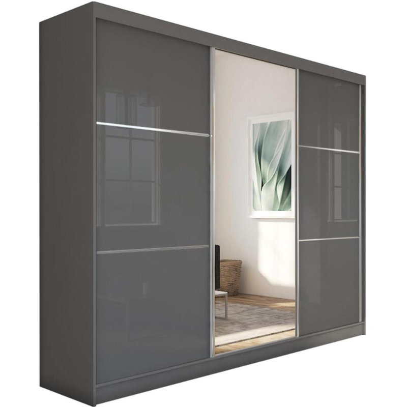 Raminta 3 Door Sliding Wardrobe, Gray