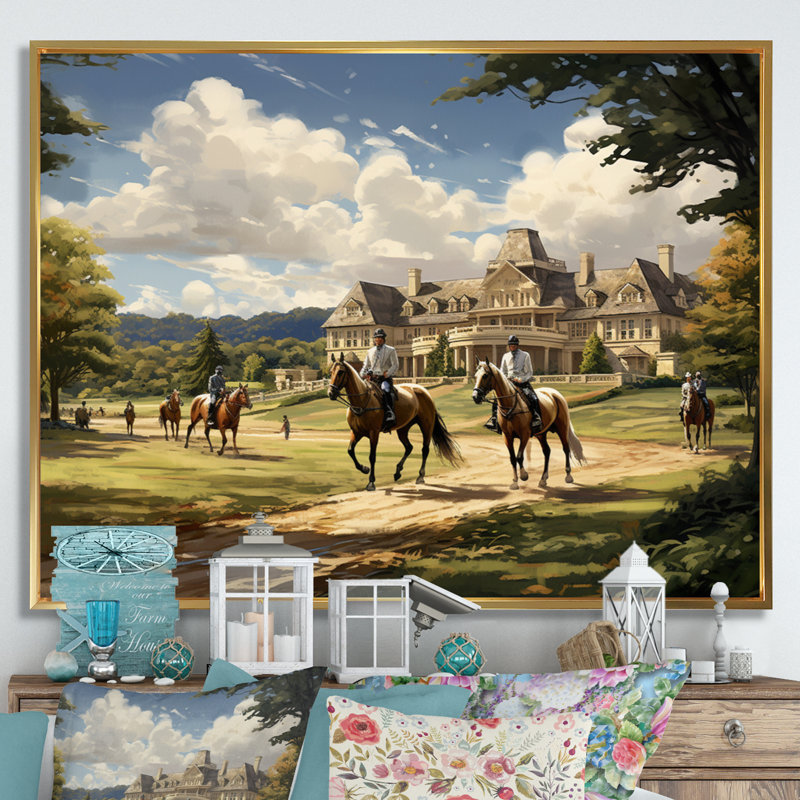 Art mural sur toile Country Club, H 12 po x l 20 po x P 1 po, Cadre flottant doré