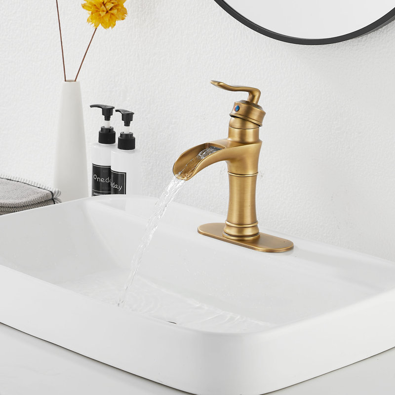 Single-handle Bathroom Faucet with Drain Assembly, Antique Brass