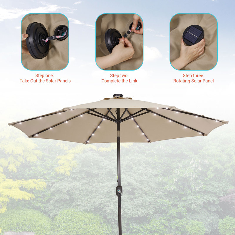 Parasol de marché éclairé 108,00 po Donyu, Sable