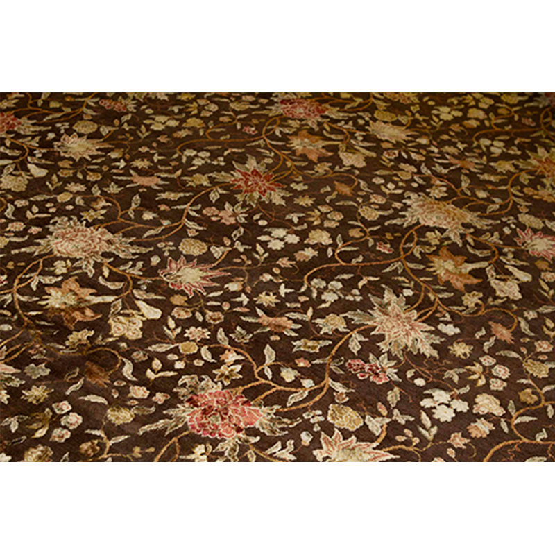 Hand Woven Silk and Wool Floral Area Rug