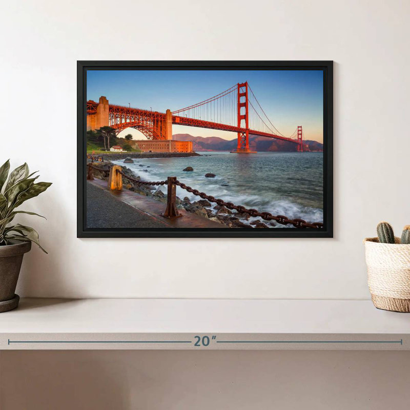 Golden Gate Bridge Waters, Cadre flottant noir, 13 po x 9 po