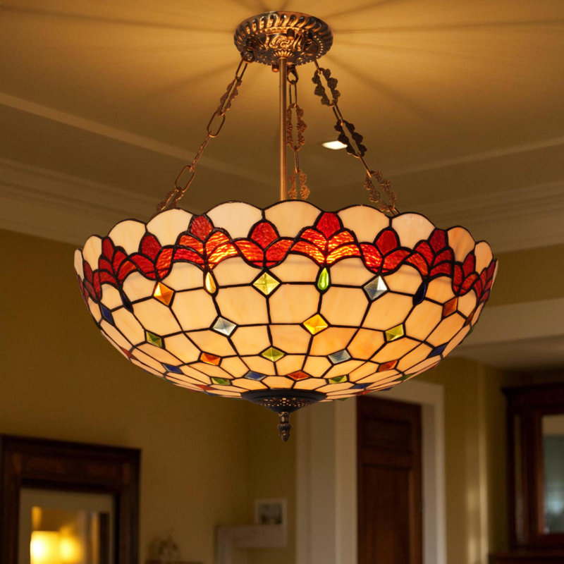 Luminaire suspendu pour comptoir latéral à fleurs 5 lumières 20 "- base E26 / commandes murales