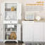 Armoire de cuisine autoportante de 67 po de hauteur, armoire de rangement 4 portes avec tiroir et tablettes réglables pour la salle à manger, blanc