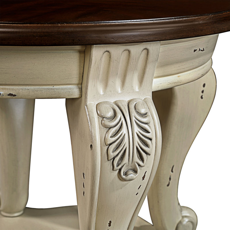 Table d'appoint en bois avec tablette, Cerisier, Beige