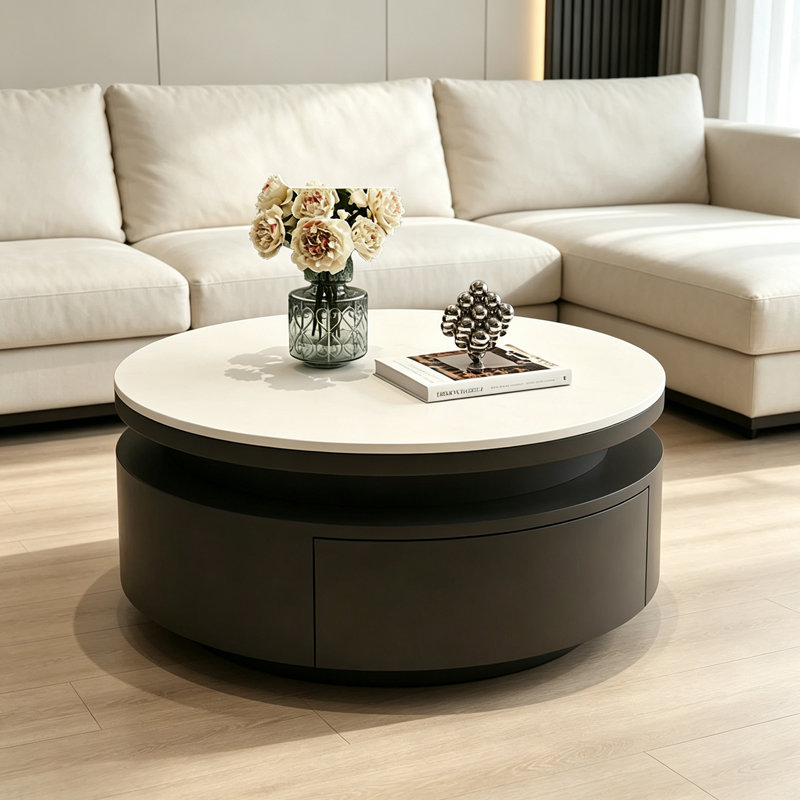 Cabe, 13.77" H x 31.49" W x 31.49" D, White Top/Black Base, Flat