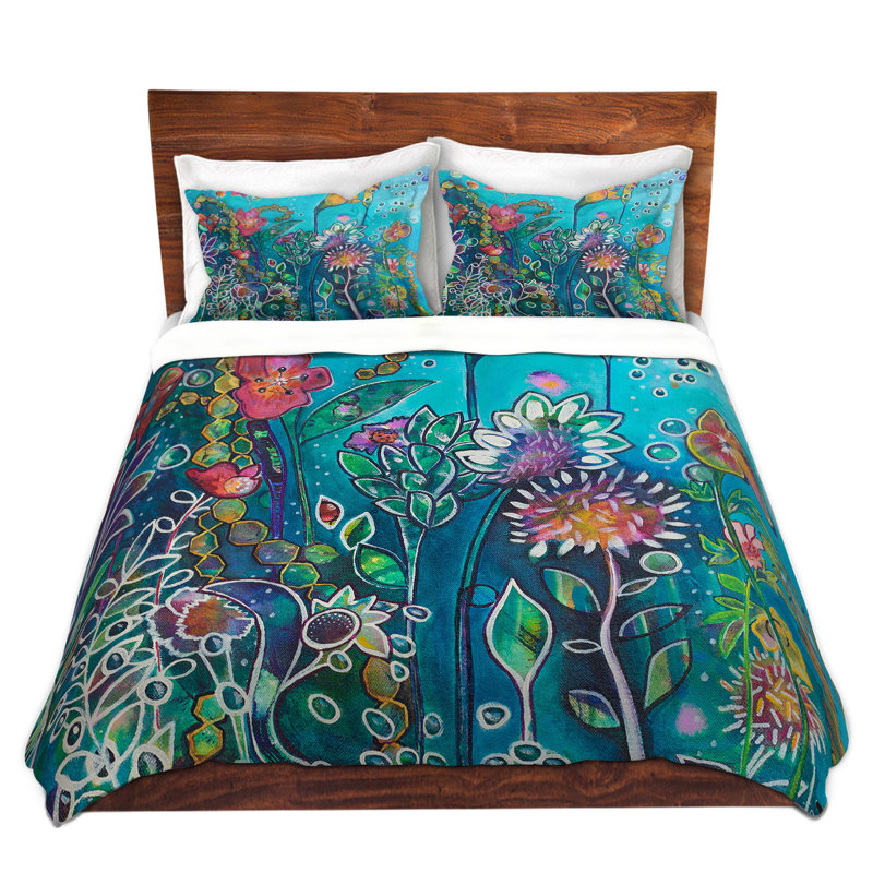 Ensemble de housse de couette conduite dans les fleurs, 1 housse simple + 1 taie standard