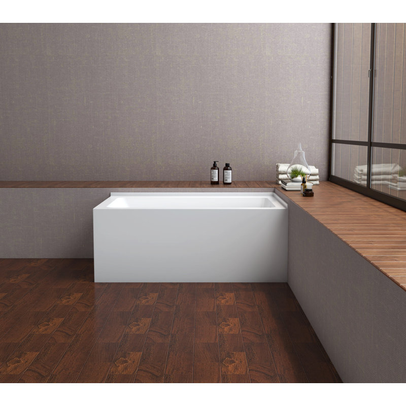 Baignoire d'angle en alcôve rectangulaire rectangulaire en acrylique 54 pouces Kingston Eden, À droite
