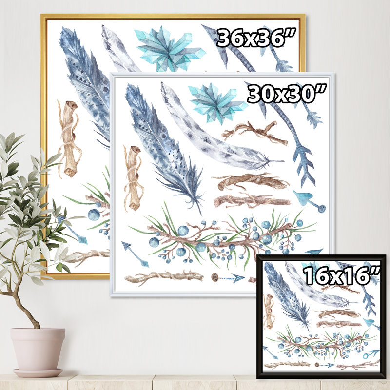 Forêt tribale - Impression sur toile, Cadre blanc, H 36 po x l 36 po x P 1,5 po