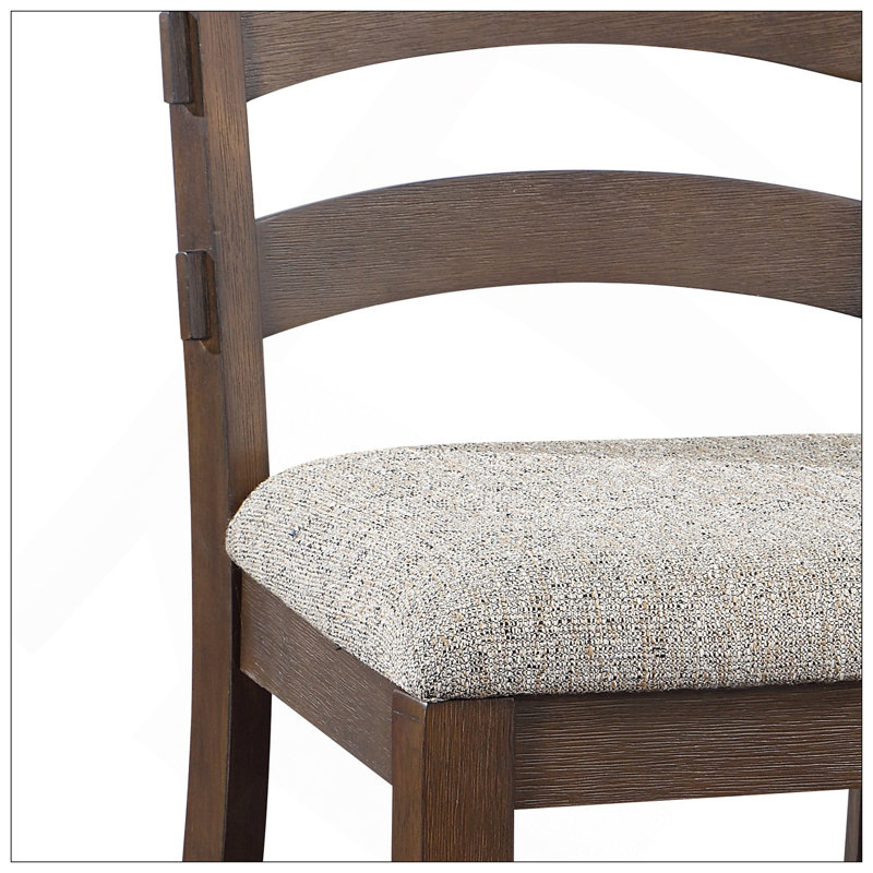 Ensemble de 2 chaises d'appoint en tissu gris, brun rustique et chêne