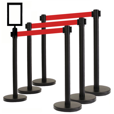 Barrière de sécurité de 36 po pour ceinture de sécurité rétractable (6 poteaux avec ceinture rouge de 78 po + récepteur SF + W)