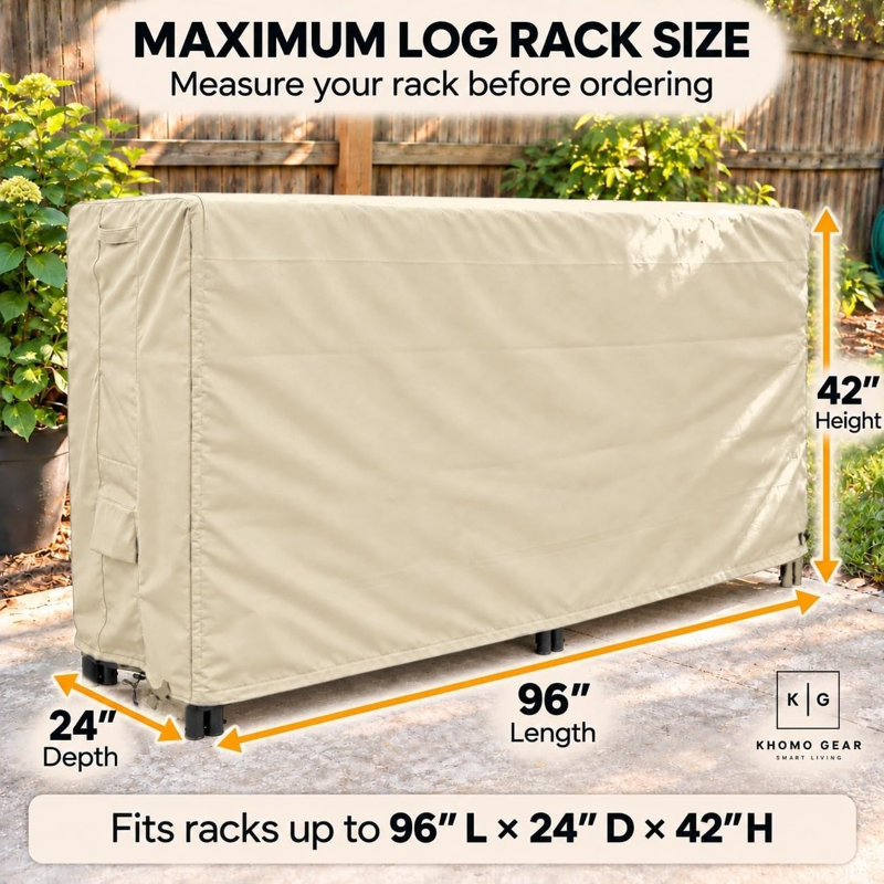 Goodman Outdoor Log Rack Cover, 42" H x 96" W x 24" D, Beige