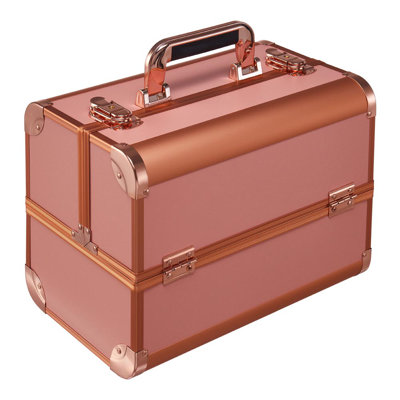 Makeup Box Professional Cosmetic Organizer Aluminum Storage Box with 6 Trays